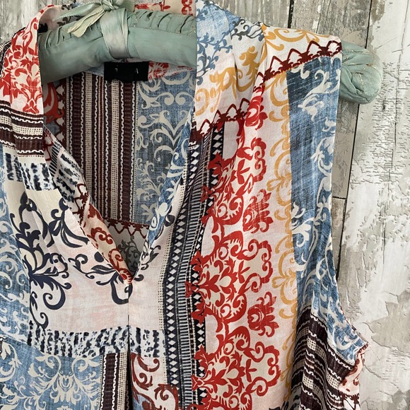Tacera multi-print sleeveless blouse L - Picture 3 of 7